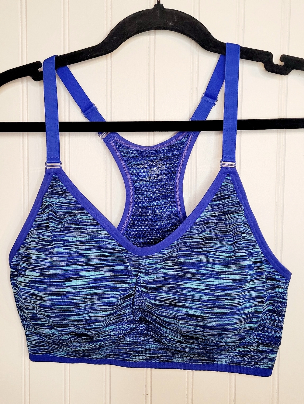 Danskin Blue Space-Dye Racerback Sports Bra With Removable Pads Size L